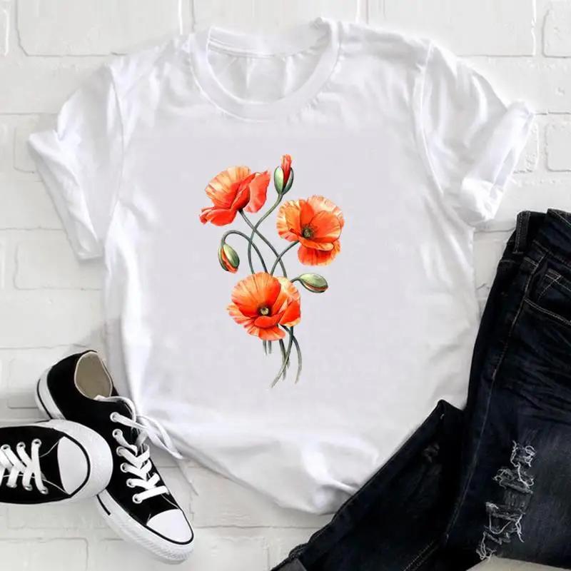 Flowers Instagram Explosion in Europe and The United States Clothing Top Shortsleeved Tshirt Oversized T Shirt Tops