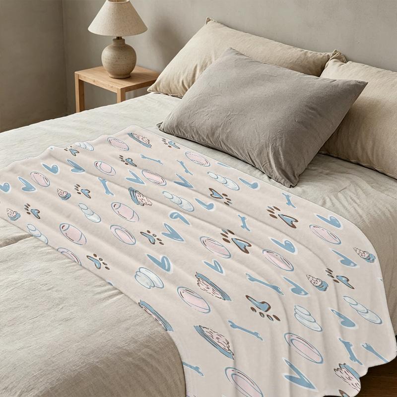 Pet-Themed Flannel Throw Blanket - Non-Pilling, Soft & Warm, Cozy for Home, Sofa, All Seasons, Christmas & Halloween