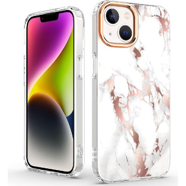 BAISRKE Compatible with iPhone 13 Case,Clear Case with Marble,for Girly Women,Shockproof Marble Pattern Hard Back Cover for iPhone 13 Case 6.1 inch