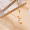 Vergoldete 3D-Herz-Y-förmige Lariat-Halskette, Zierliches Edelstahl-Anhänger-Choker, Wasserdichter Minimalistischer Schmuck für Frauen Geschenk