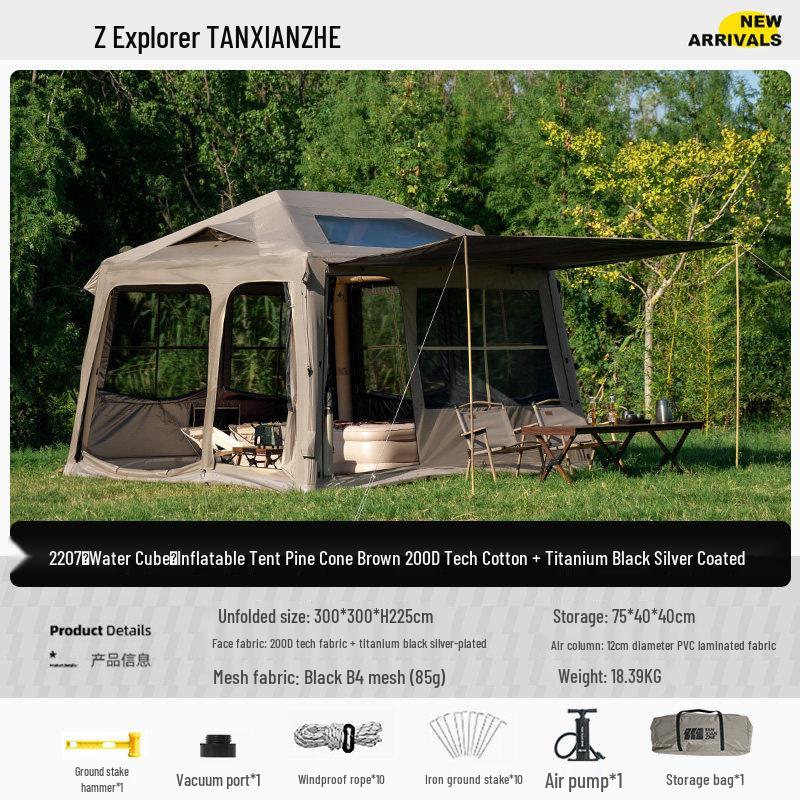 Explorer Water Cube Automatic Inflatable Tent - Rainproof Outdoor Camping Gear for Car Tail Integration