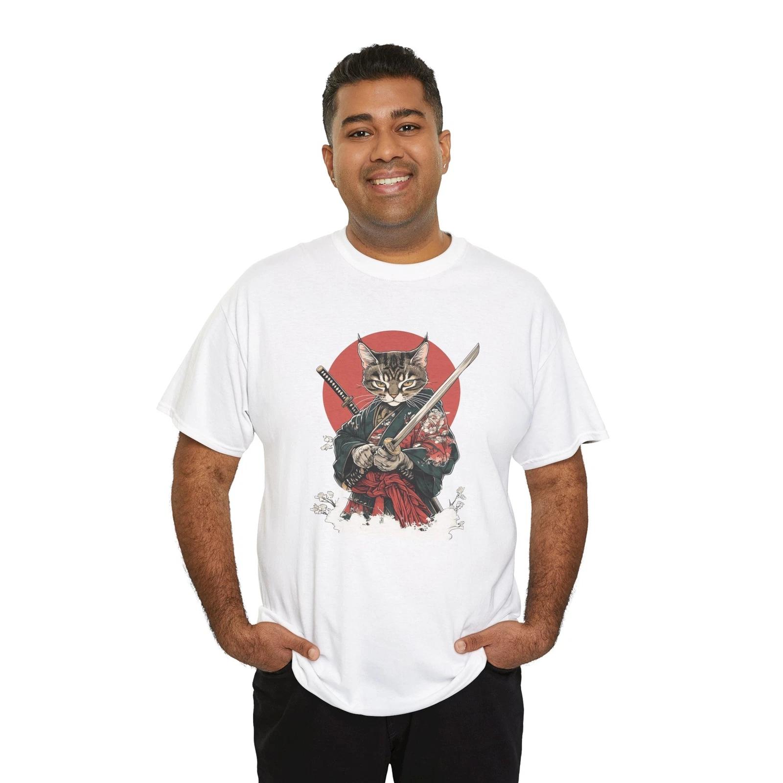 Tattooed Cat Samurai Japanese T-Shirt | Cat Samurai Shirt S