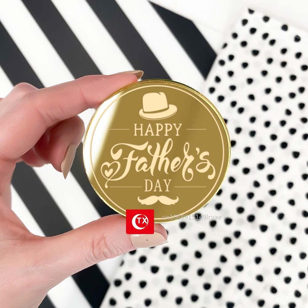 10/5pcs  Happy Father's Day Cake Topper Acrylic Gold Super Best Dad Cake Decor for Father Birthday Party Cupcake Decor