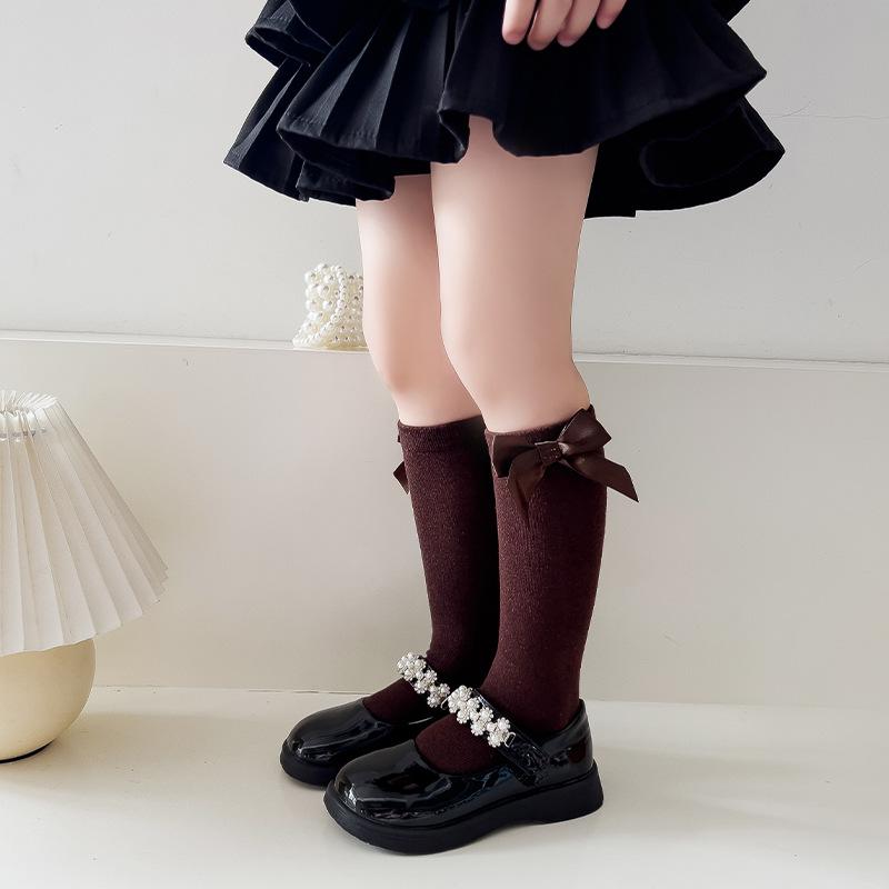 Baby Knee High Socks with Bow Knit Toddler Girl Dress Socks Cotton Tube Long Socks for Baby Newborn Infant
