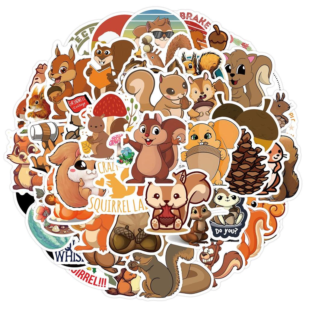 60 Cartoon Squirrel Graffiti Stickers - Cute Animal Decor for Phone, Guitar, Suitcase