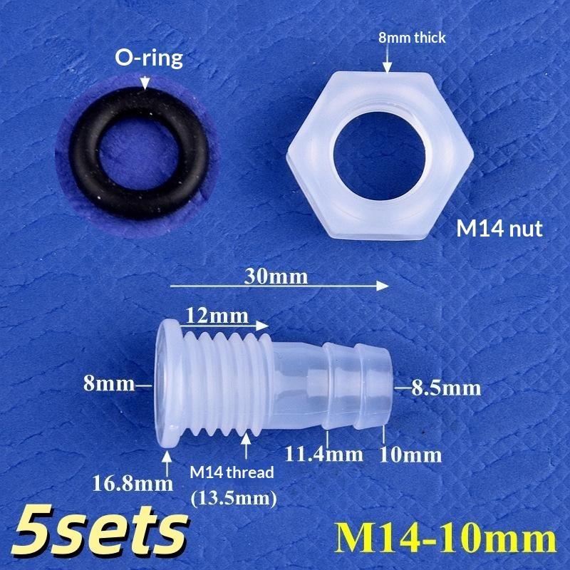 5 Sets M5-M16 Thread To 3-12Mm Aquarium Water Tank Inlet Outlet Joint Irrigation Hose Connectors Pp Straight Bulkhead Connector