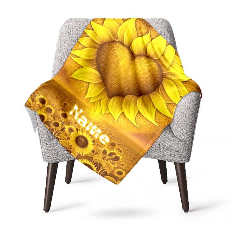 Love Sunflower Customize Your Name Outdoor Blanket Used For Chair Office Sofa Bed Camping Soft And Warm Giving Friends And Relatives Birthday