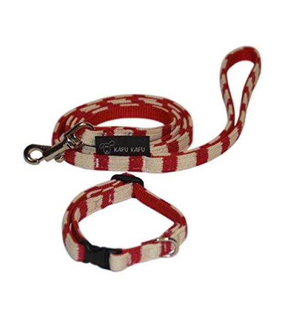 Kafukafu Collar BO Border Lead and Collar Red Beige SS
