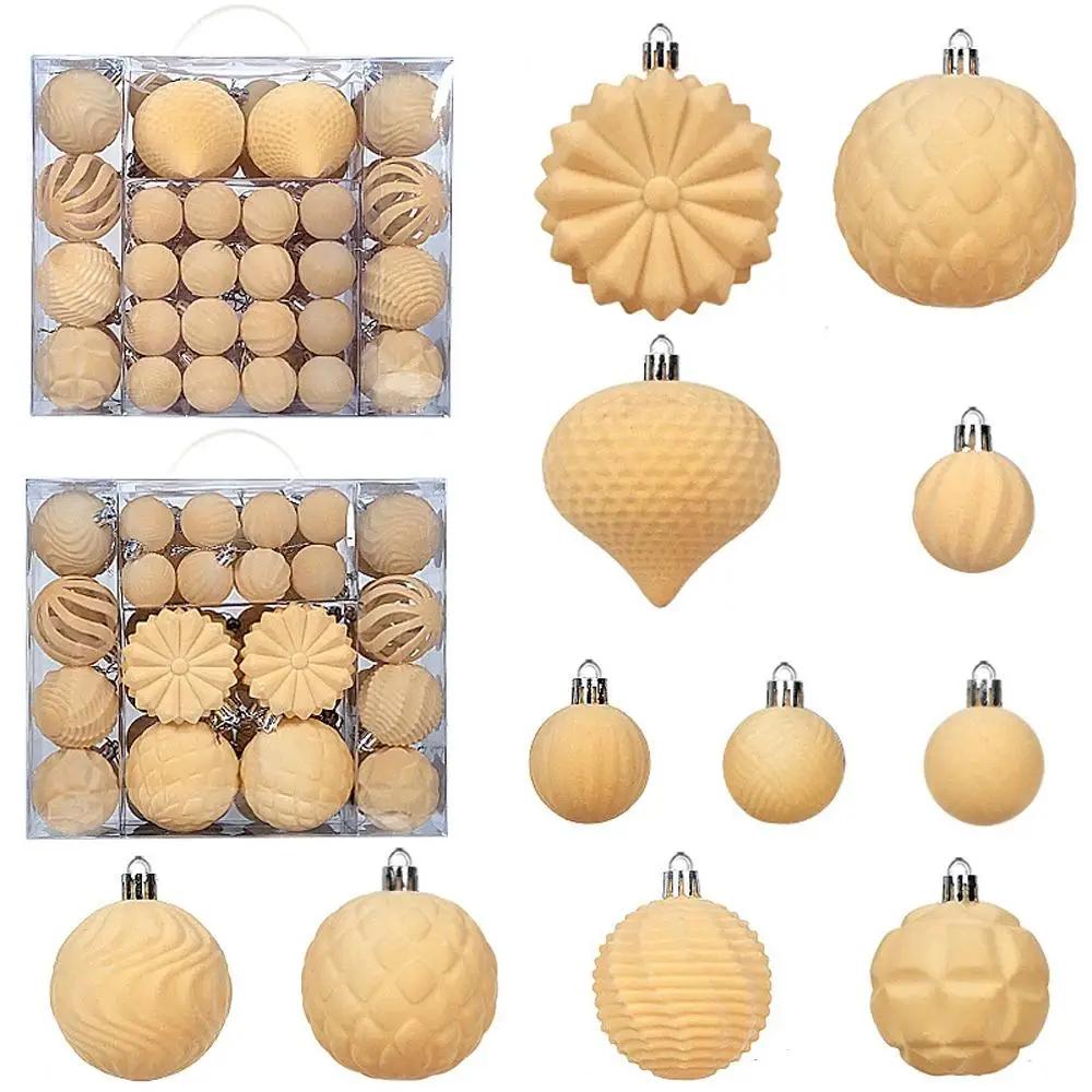 48pcs/set Velvet Christmas Ball Ornaments Christmas Decoration Box Set Products Set Ball Pendant Ball 4/6/8cm Christmas Hom Y8M5