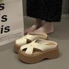 2025 Summer Wear Casual Muller Slippers Thick-soled Hollow Bag Head Cool Slippers Comfortable Round Head Wedge Women's Slippers