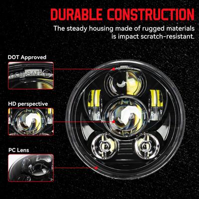 Proiector faruri LED de 5,75 inchi Inel H4 Motocicletă 5 3/4" DRL Semnalizator pentru Harley Sportster Dyna Iron 883 Triumph Lampă