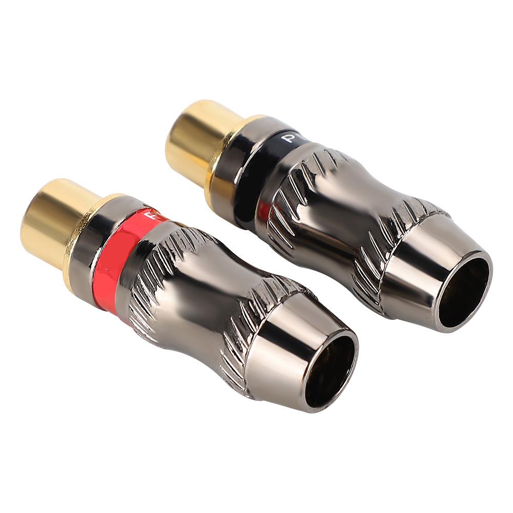 2PCS Zinc Alloy Gold Plated RCA Female Soldering Plug for DIY O Cable Extension Cable