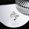 Irregular Geometric Rings Unique Square Cutout Rings with Slanted Texture Adjustable Open Rings Decoration for Women
