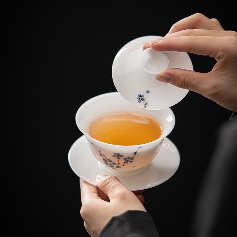MULTIPOTENT Hand-Painted Plum Blossom Sancai Gaiwan Tea Bowl