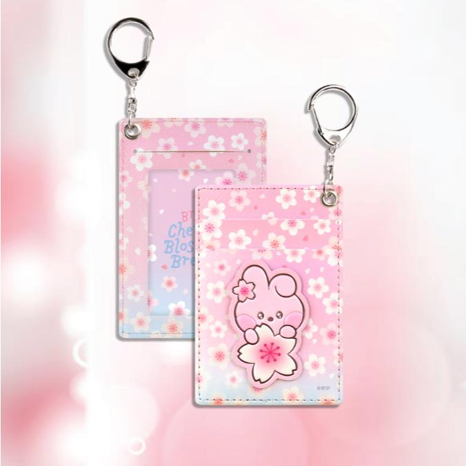 BTS BT21 Official Minini PU Leather Patch Card Holder CHEERY BLOSSOM Authentic