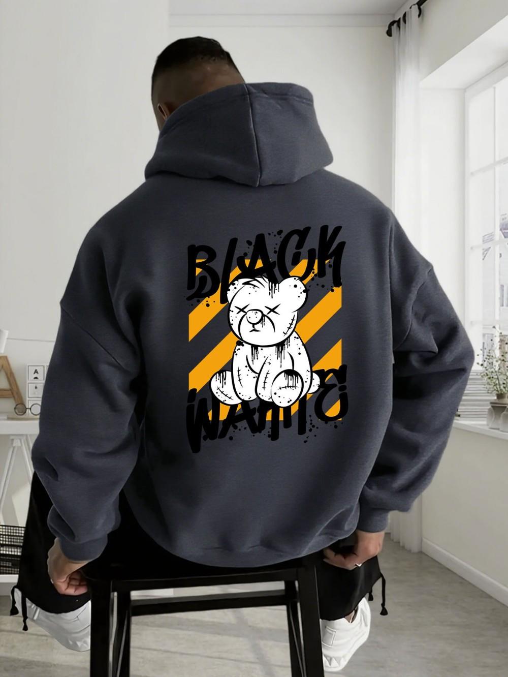 

Hot selling fashionable men s autumn personalized teddy bear print comfortable soft hooded sweatshirt outdoor street style cloth 3XL