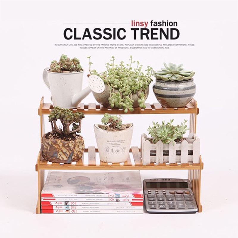 Desktop Office Multi-Tier Succulent Stand: Wooden Floor Plant Rack for Living Room or Balcony