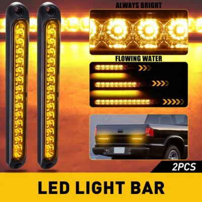 2X LED Flowing Amber Brake Turn Signal Stop Tail Light Bar Strip Truck Trailer V