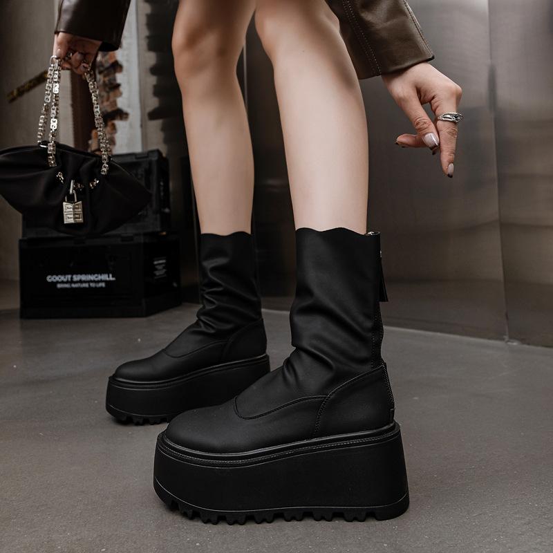 Fashion High Quality Women's Boots Round Toe Simple Ankle Boots for Women Solid Color Plus Wedge Shoes Fashion Luxury Women Boots