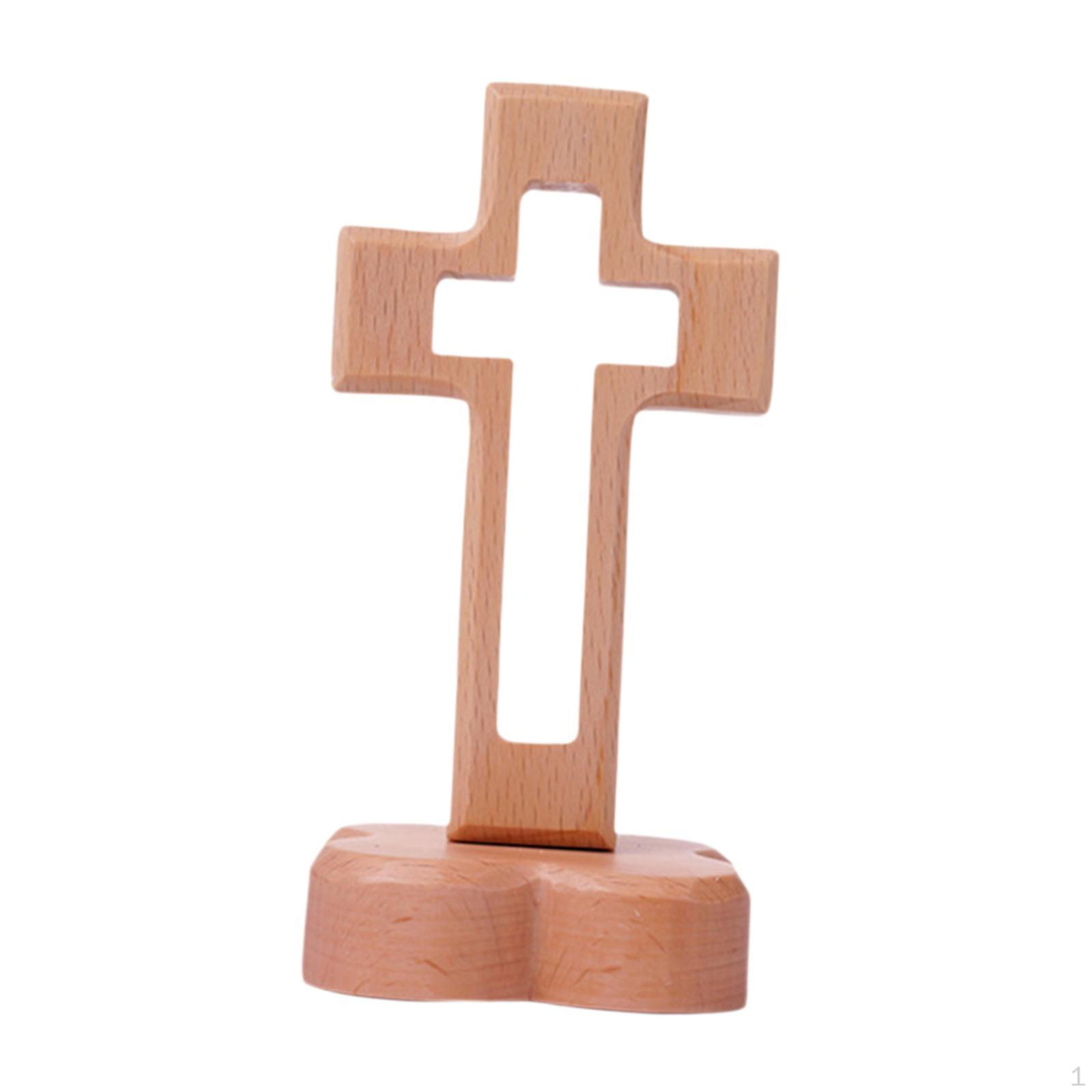 

Католическая коллекция из дерева Деревянная стоящая статуэтка креста для домашнего декора полки, стола Flower Base