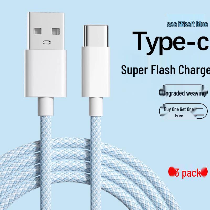 6A Fast Charge USB Type-C Cable for Huawei, Xiaomi, Redmi, Vivo, Honor