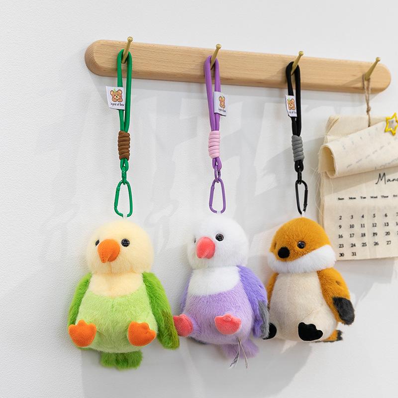 Small Plush Bird Keychain - Penguin & Parrot Figures Hanging Ornament