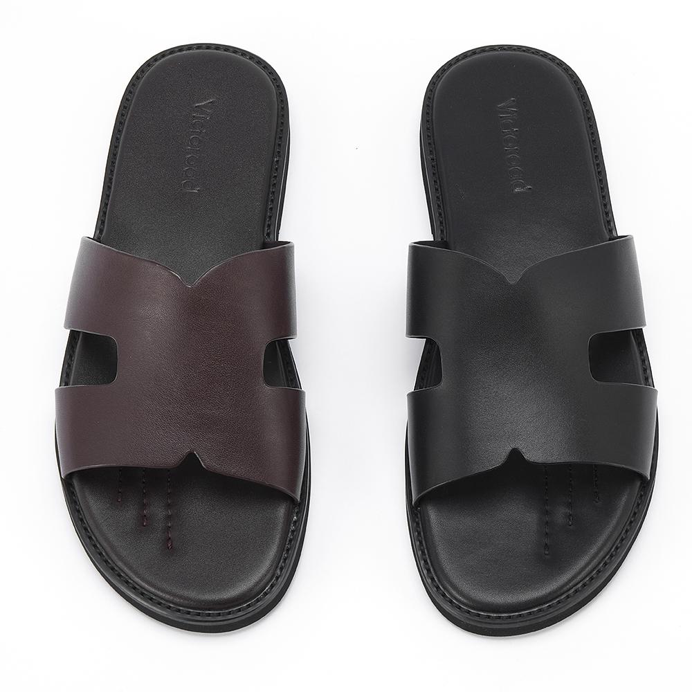 Fashion New Arrival Soft Comfortable Men's Pure Leather Non-slip Slippers Top Grade Cowhide Vamp Mens Elegant Daily Sandals Shoes
