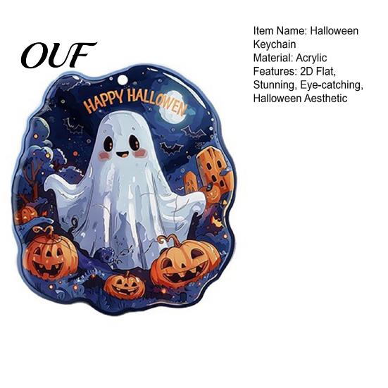 Kids Halloween Party Giveaways Ghost Keychain, Spooky Pumpkin Keyring Pendant, Holiday Themed Supplies Cute Heart Bag Charm for Backpacks, Handbags,