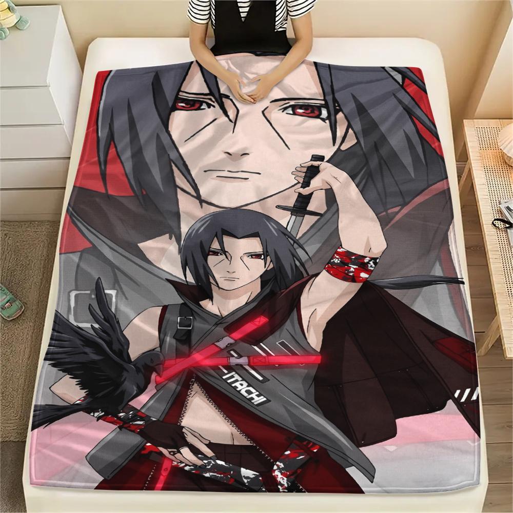 Itachi Uchiha Pattern Flannel Blanket, High Quality Comfortable for All Seasons, Home Decor, Warmth and Comfort, Perfect for Gifts.