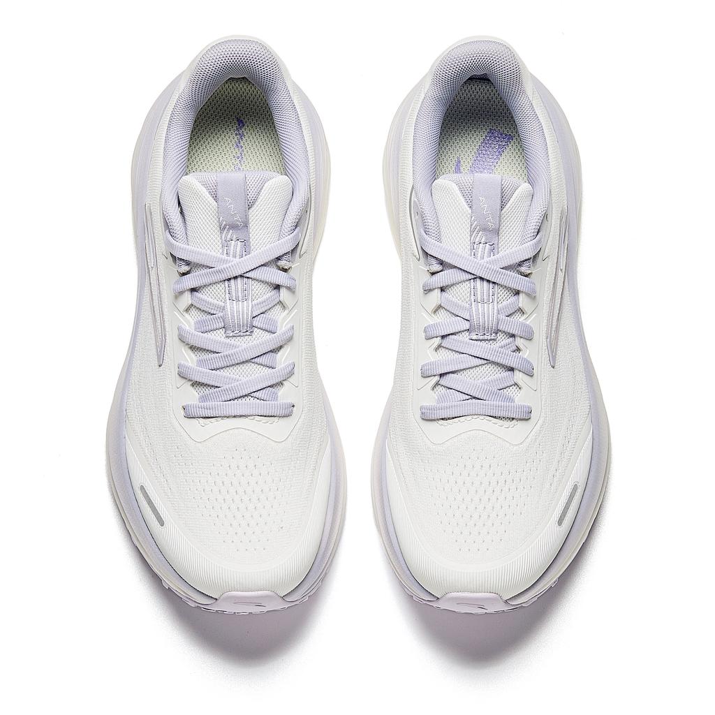 new Anta Cushioned Height Increase Wear Resistant Lightweight Breathable Low Top Casual Running Shoes Women's White Purple