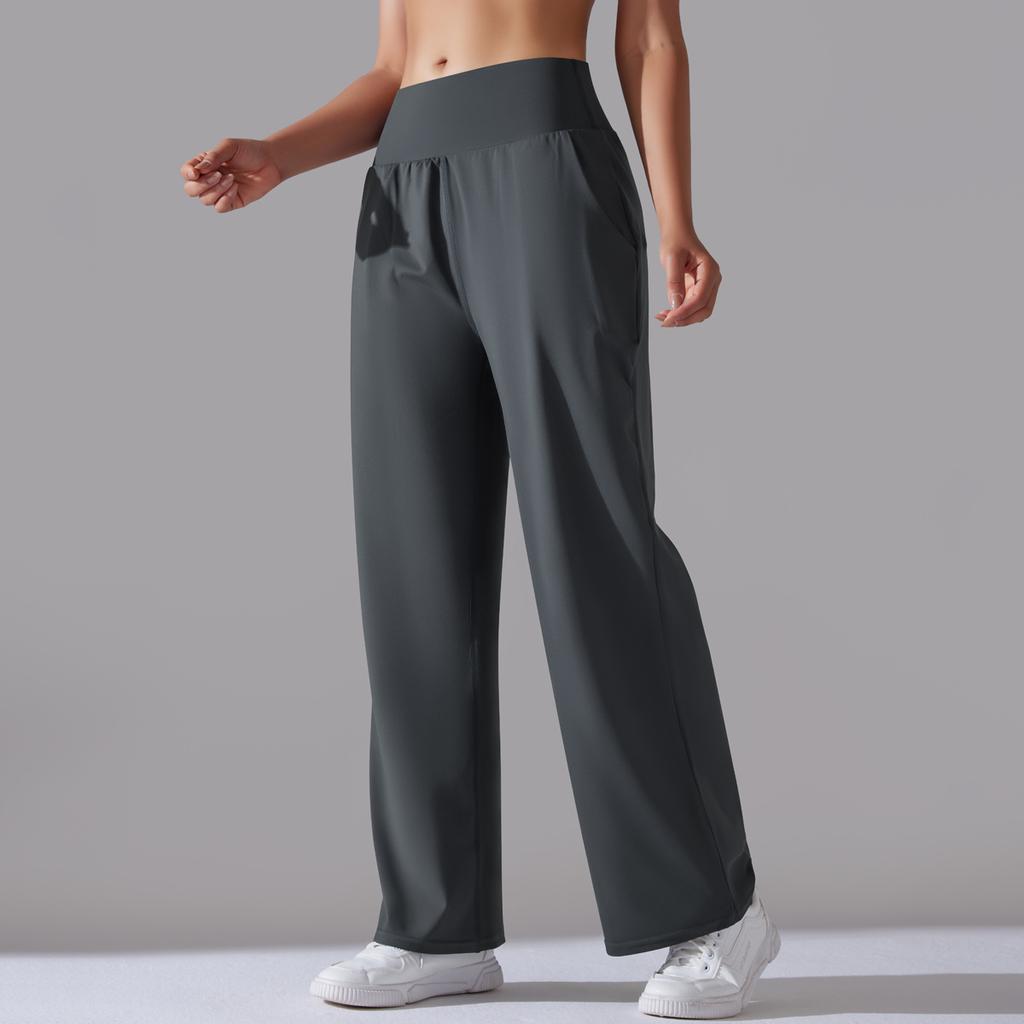 Nude Sense of High-waisted Yoga Exercise Wide-legged Pants Small People Show High Draping Sense of Straight Breathable Sweat Yoga Pants