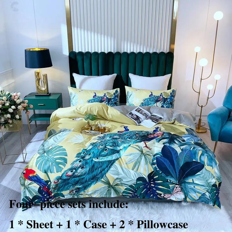 

Утолщенная хлопковая саржа со шлифовальной стружкой. Четыре комплекта большой версии хлопковой упаковки с цветочным узором. Комплект постельного белья из хлопка. Queen