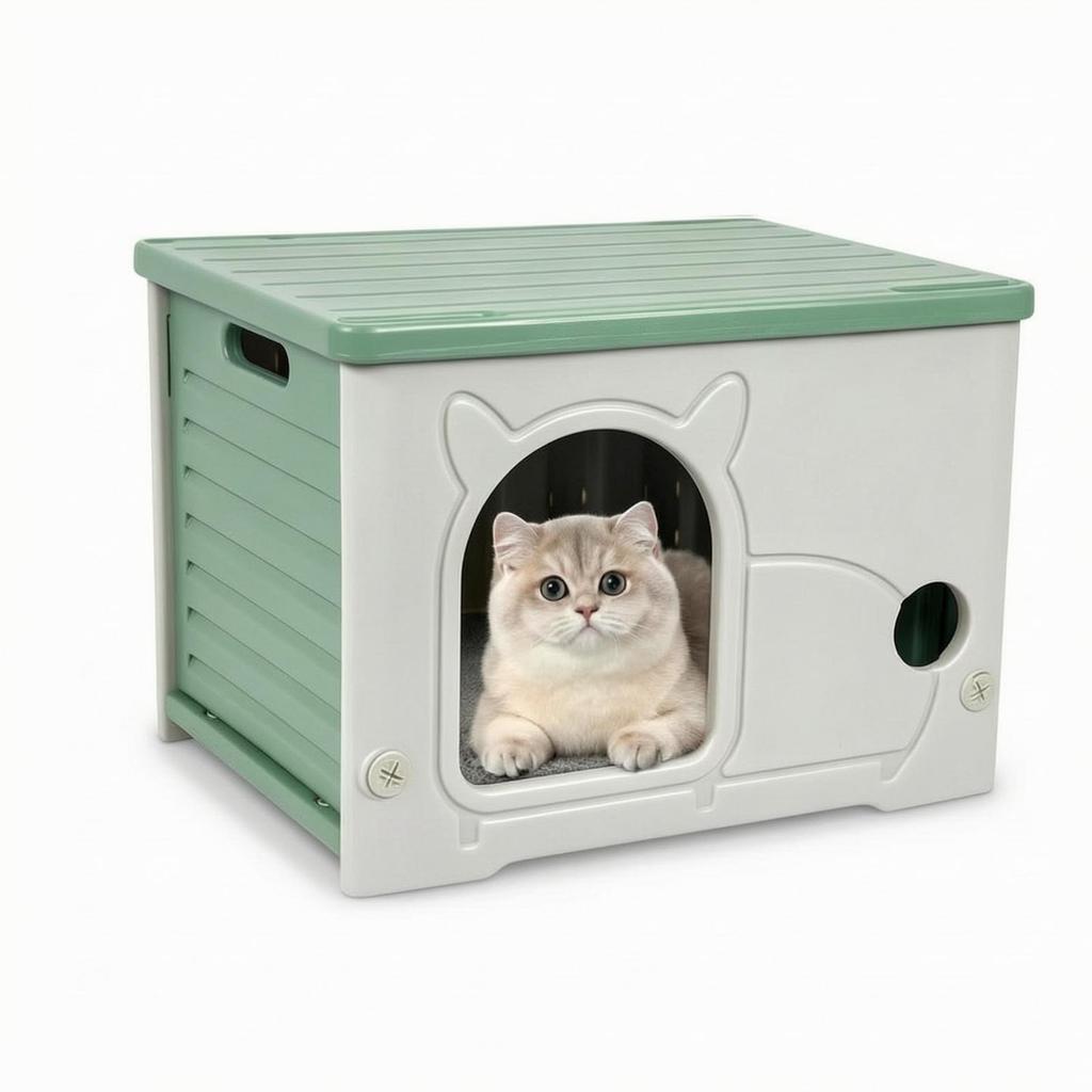 Pet House with Cat Ear Opening Half-Enclosed Crate Easy-Tohygienic Pets
