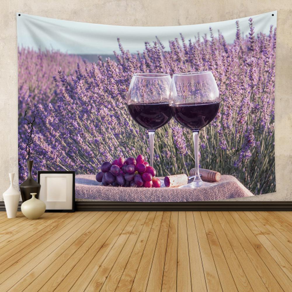 Natural psychedelic wall hanging lavender flower sea tapestry landscape art wall covering decorative blanket background tapiz