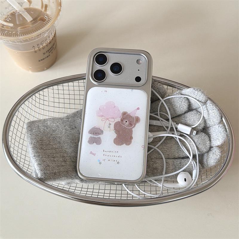

Sequin Bear & Dog Illustration Phone Case for iPhone 17/16 Pro Max/15/14 14 Pro