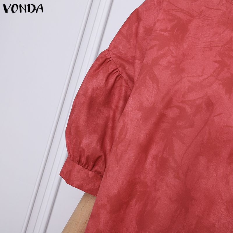 VONDA Overszied Women Batwing Sleeve Floral Print Loose Casual Long Maxi Robe Dress