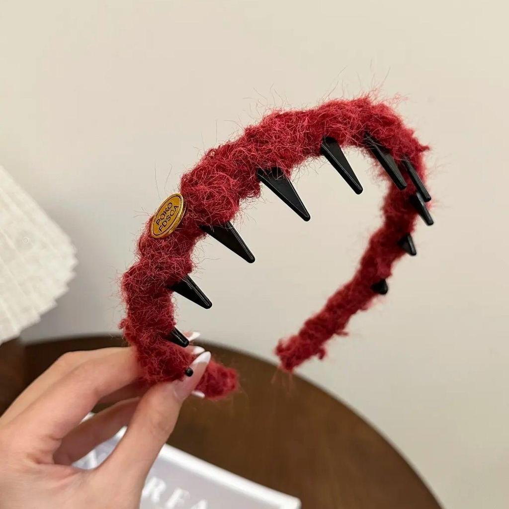 Retro Leopard Print Plush Headband - Non-Slip, Korean Style for Women, Perfect for Autumn and Winter Face Washing