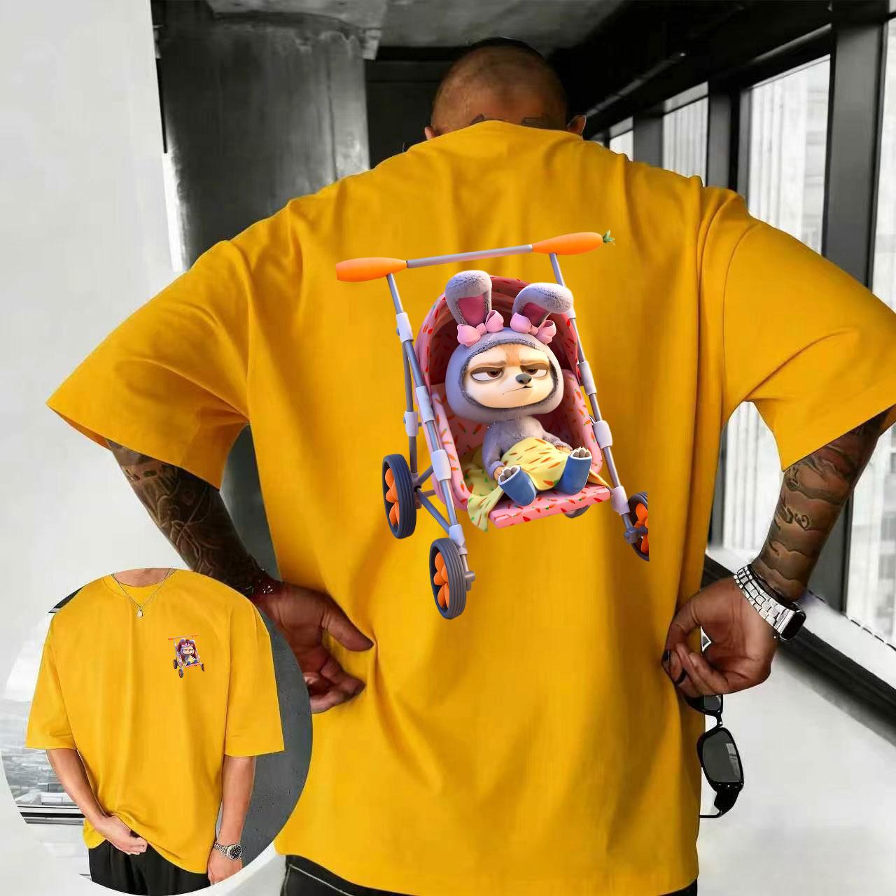 2026 Summer Disney Evil Fox Tshirt Mens Street Fashion 100 Pure Cotton Shortsleeved Casual Loose Breathable Top S