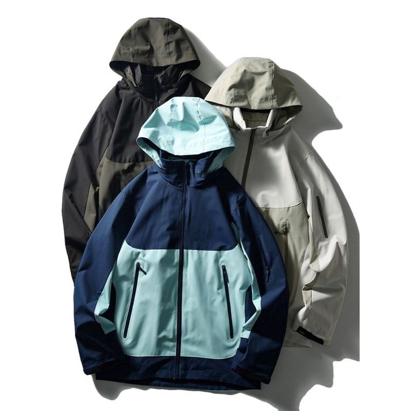 Outdoor Patchwork Contrast Color Jacket Outerwear Men's Spring and Autumn Windproof Waterproof Sports Trench coat Foreign Trade Men's Clothing Jacket