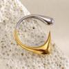 MamacitaSlay Unique Cool 316L Stainless Steel Two Tone Bird Beak Shaped Asymmetrical Open Ring Waterproof Jewelry Women's Ring