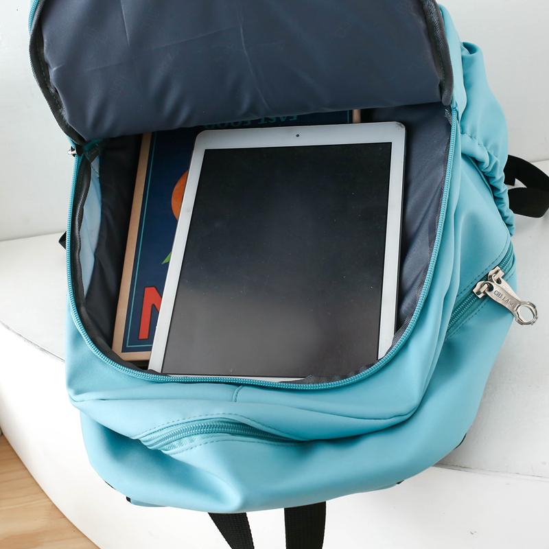 Three-Piece Backpack Set Solid Color Student Schoolbag Women Large Capacity Lightweight Computer Backpack
