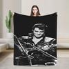 Retro The King E-Elvis Presley Blanket Picnic Flannel Throw Blanket For Couch Chair Sofa Bed Warm Soft Custom Quality Bedspread