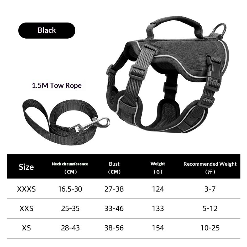 

Dog Harness Leash Reflective Midium Large Dogs Tactical Vest Adjustable Harness Oxford Cloth Vest Pet Accessoires Supplies+ (as the picture,XXXS)