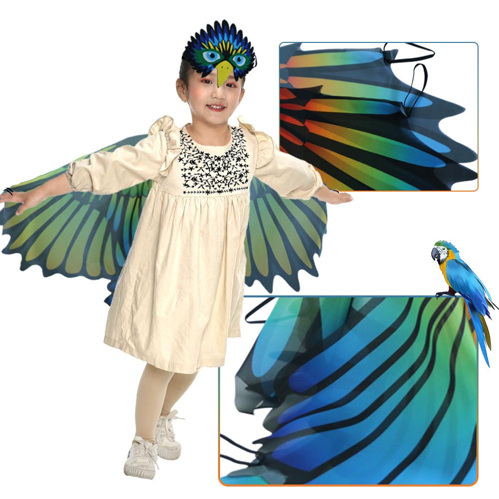 Kids Cartoon Halloween Simulation Eagle Wings Cloak Headwear Cosplay Performance