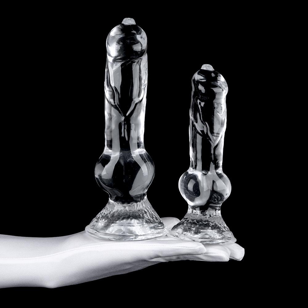 Animal Dog Dick-Shaped Transparent Anal Plug - Large Size Erotic Sex Toy for Women