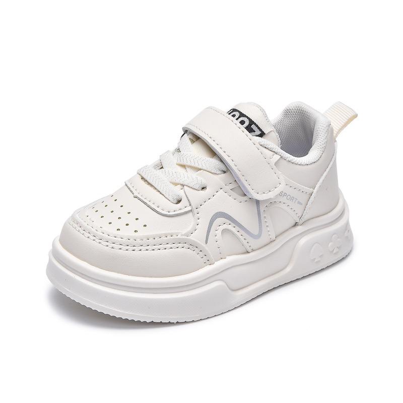 Autumn New Arrivals Children's Leather Sneakers, Boys' Sports Shoes, Korean-Style Soft-Sole Girls' White Sneakers.