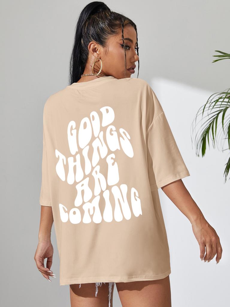 Good Thing Are Coming Printed Women T Shirts Soft Summer Tops Casual Fashion S-Xxxl Clothing Loose Breathable Female T-Shirt