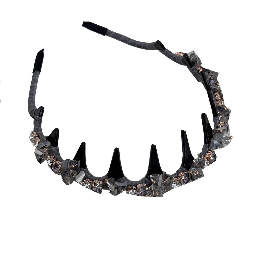 Fascia per Capelli in Cristallo Dentata, Lusso Leggero, Completamente Ricoperta di Diamanti, Semplice ed Elegante, Fascia Sottile Retro e Versatile