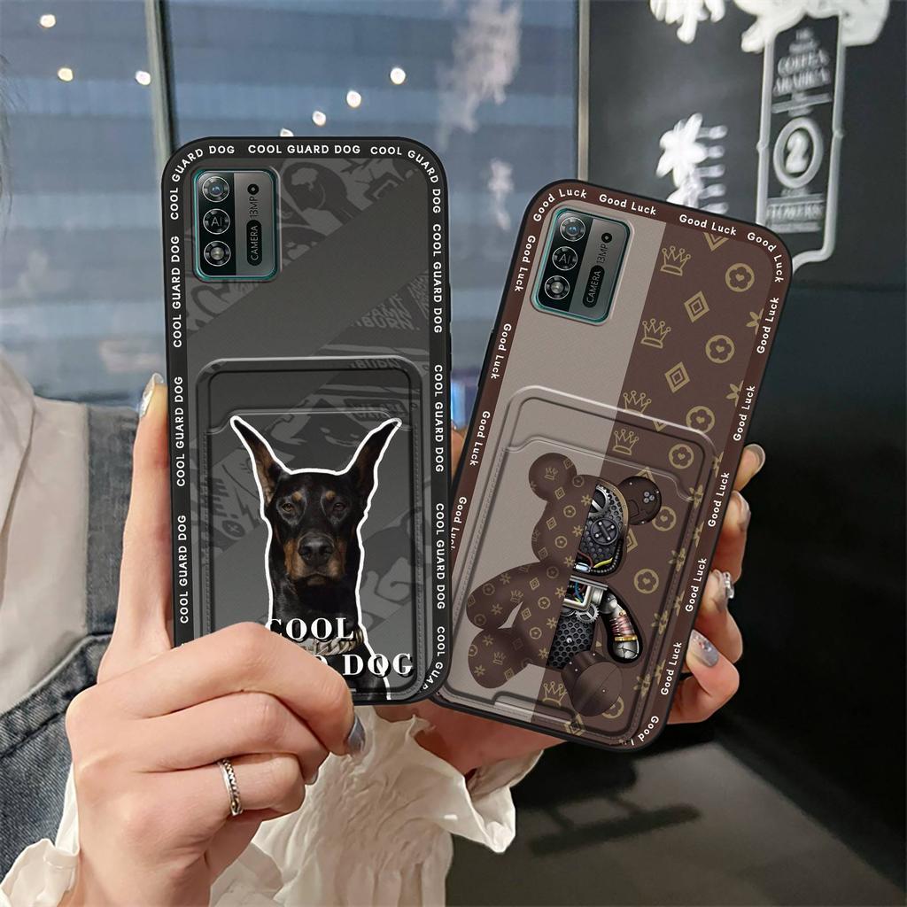 Anti-dust Durable Phone Case For ZTE Blade A52 Lite Card Slot Cartoon Full Wrap Shockproof Waterproof Graffiti Silicone