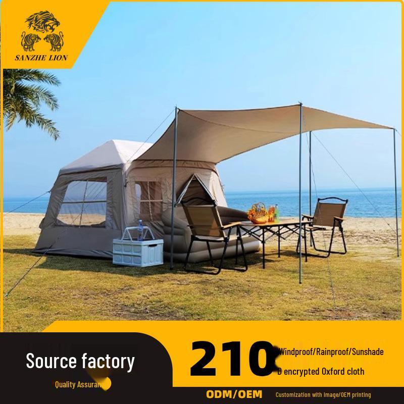 Self-Inflating Outdoor Tent: Easy Setup, Two-in-One Cabin & Awning for Camping or Home Use